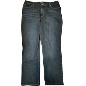 Lee Relaxed Fit Straight Leg Jeans Women's Size 14 Short Dark Wash Denim